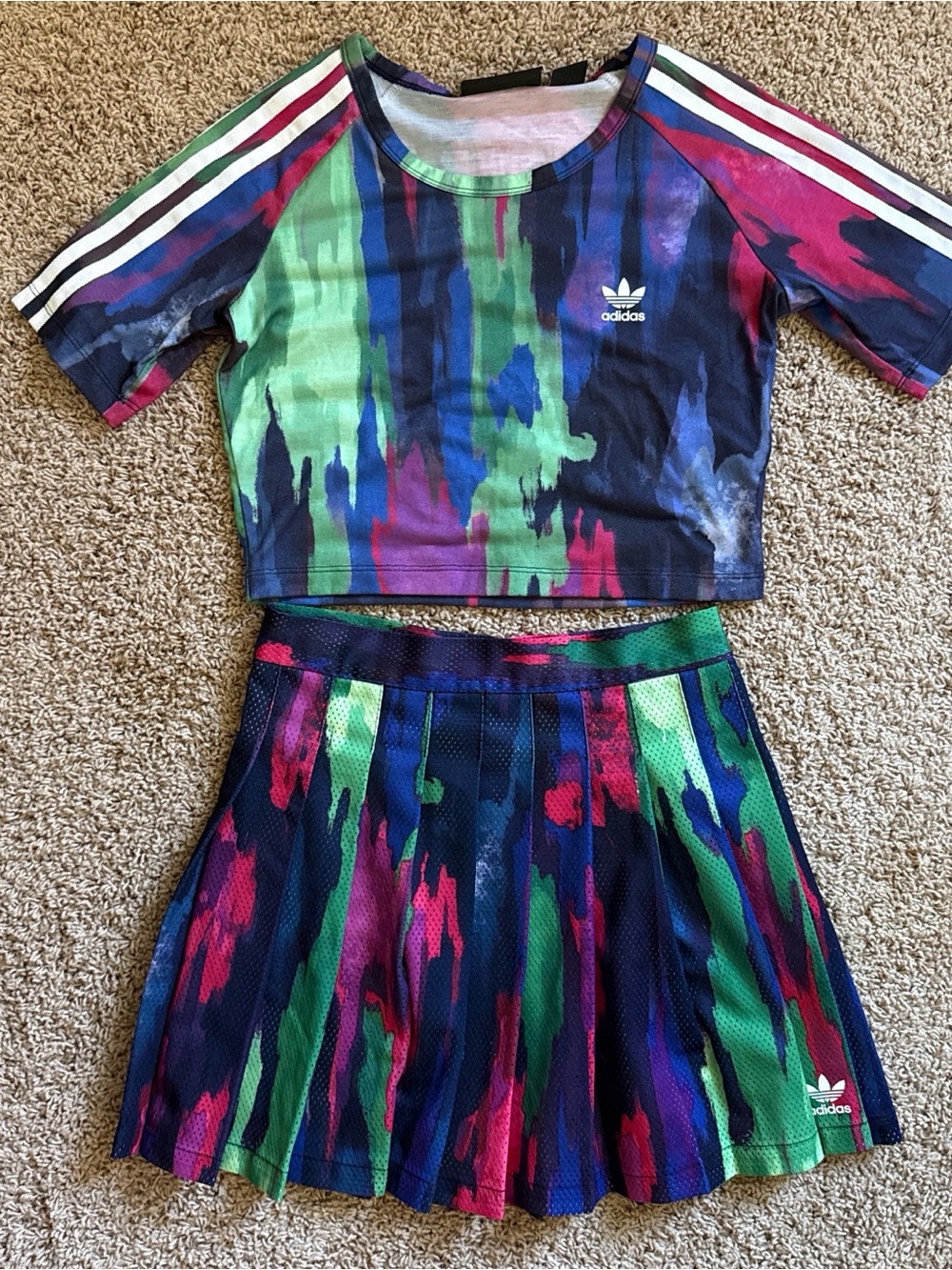 adidas Originals X Pharrell Williams Crop Top & Pleated tennis Skirt Set